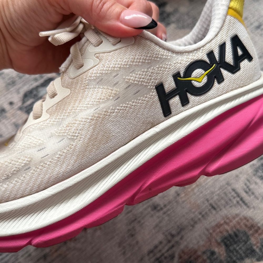 Hoka Women's Beige and Pink Athletic Shoes - Picture 2 of 4
